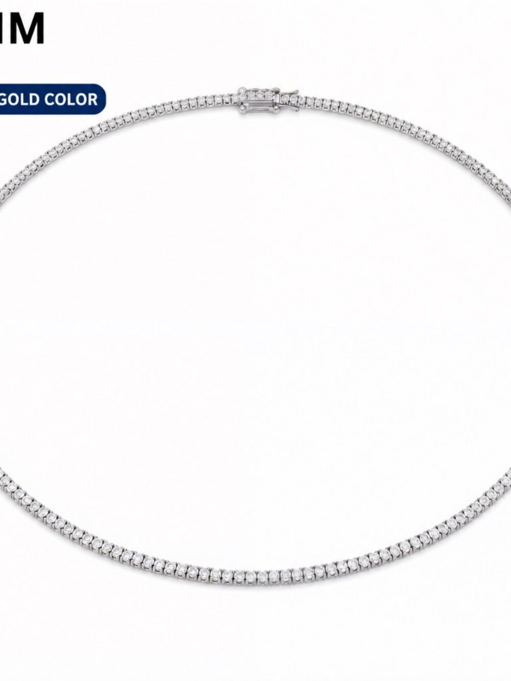 LEKANI 2mm Moissanite Tennis Necklace S925 Silver 16 in
